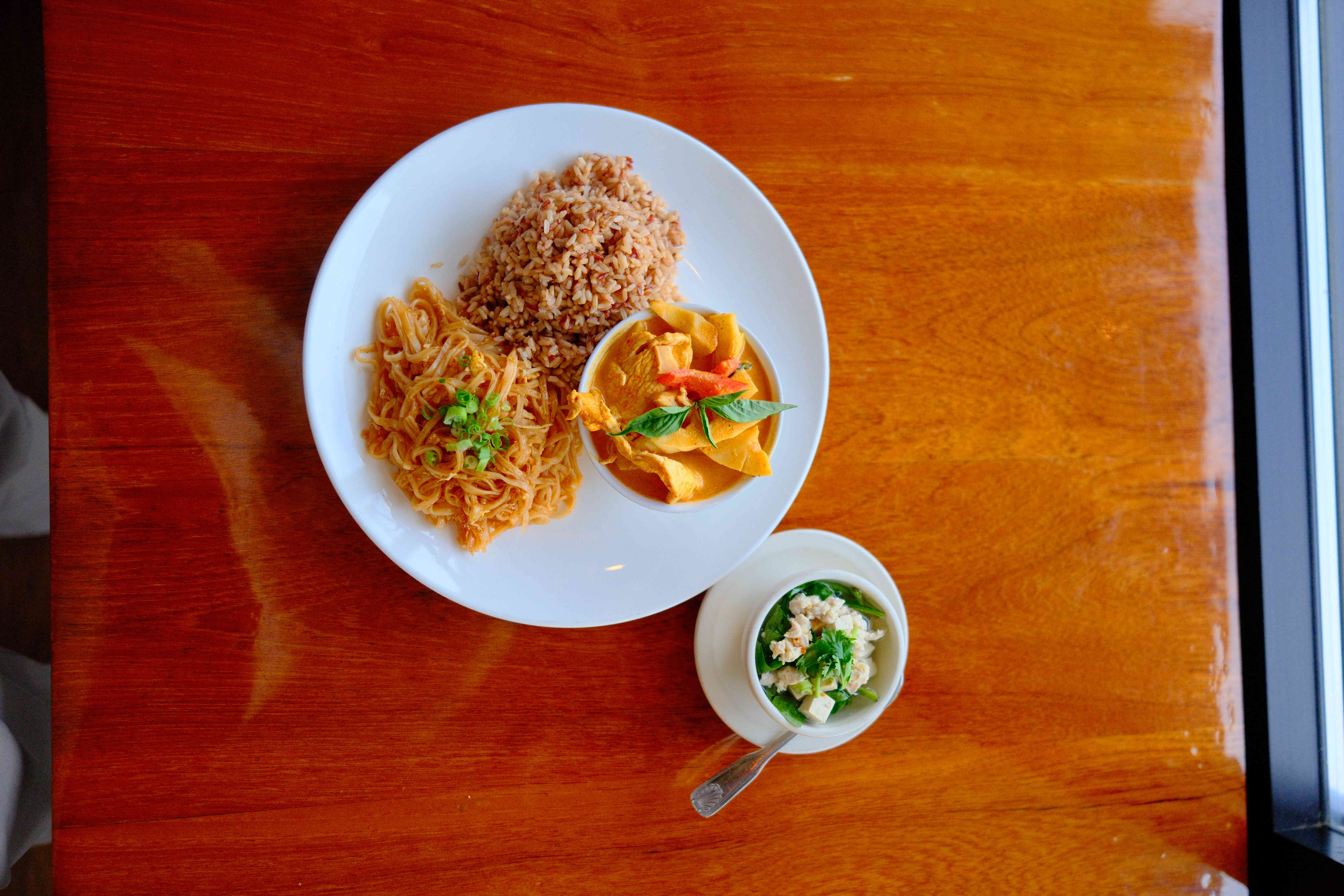 Colorful Thai curry and jasmine rice — Woodinville Thai takeout