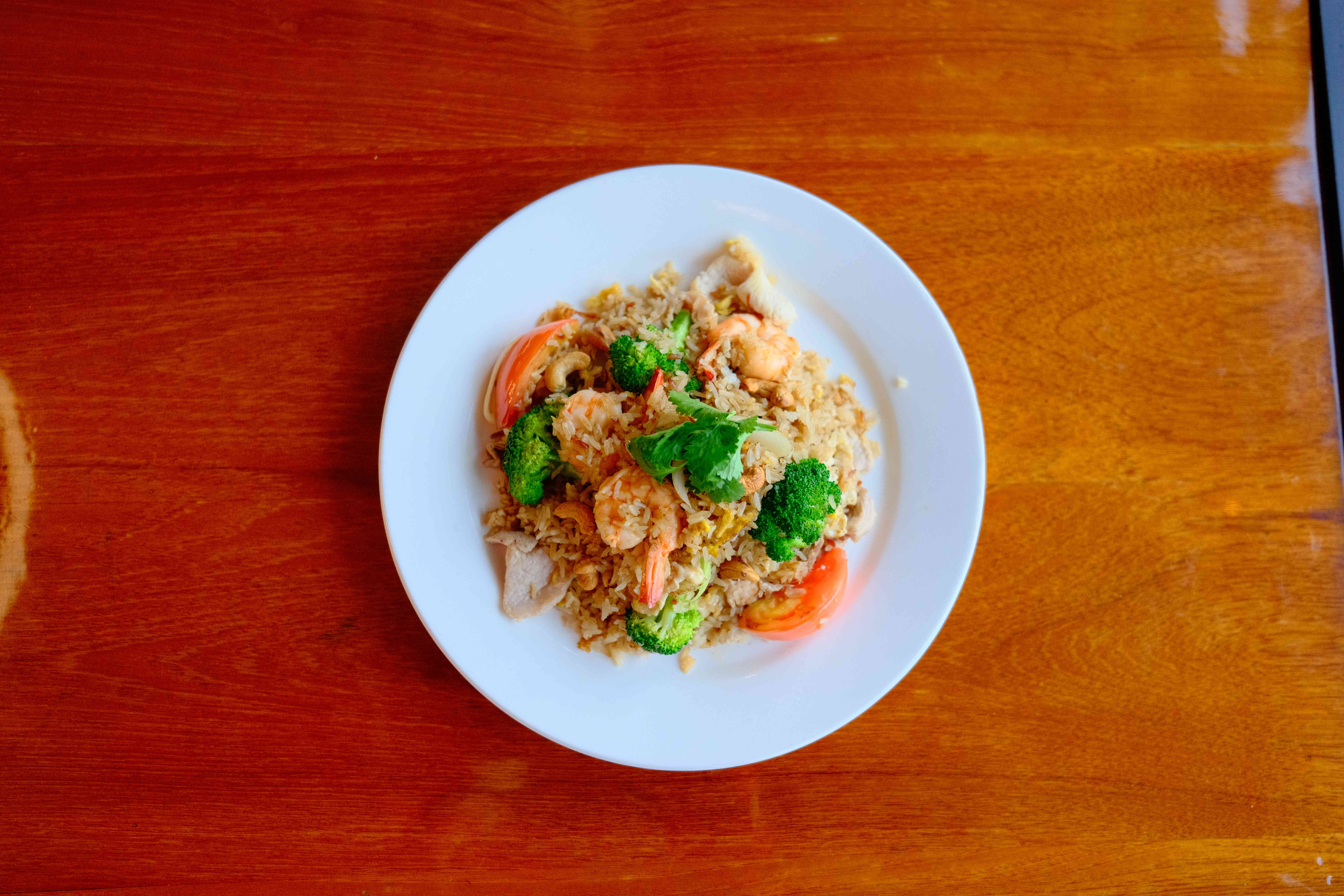 Colorful Thai curry and jasmine rice — Woodinville Thai takeout